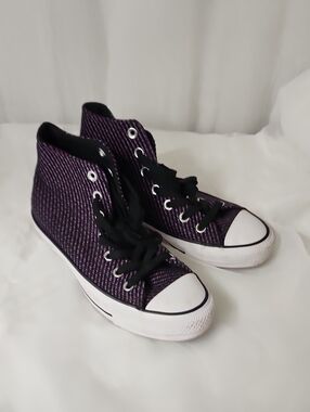Converse High-Top Sneakers in Purple with Black Accents